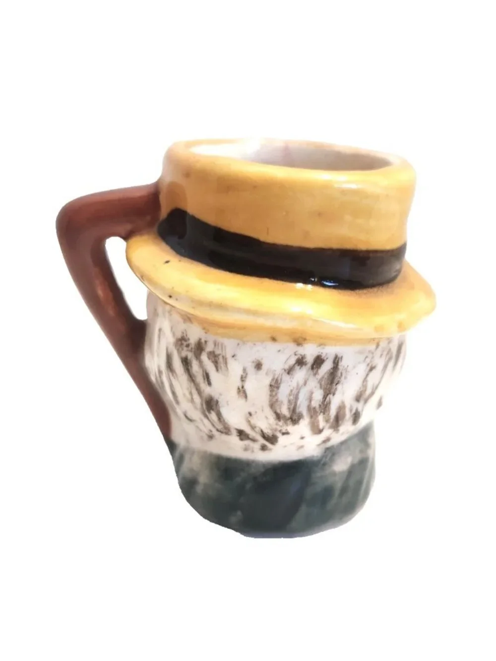 Vintage Winking Fisherman Bearded Man Mini Toby Mug Made In Japan Shot Glass